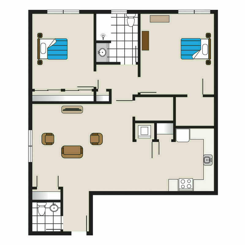 Luxurious 2-bedroom furnished apartments in Mira Vie at Fanwood, a premier retirement community.