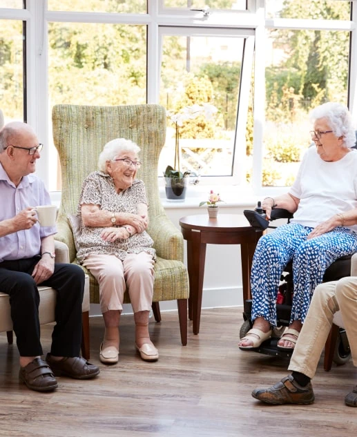 At Mira Vie at Green Knoll, seniors delight in engaging discussions within our bright, spacious areas adorned with expansive windows. A retirement home crafted for vibrant living and comfort.
