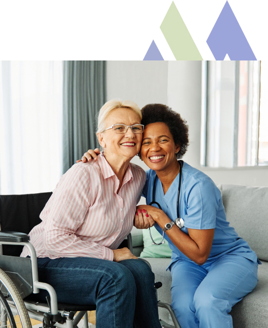 Warm, compassionate care at Mira Vie Fanwood Retirement Community. Our dedicated healthcare workers bring joy and comfort to our residents, like the heartfelt smiles shared between staff and elderly residents in their cozy rooms.