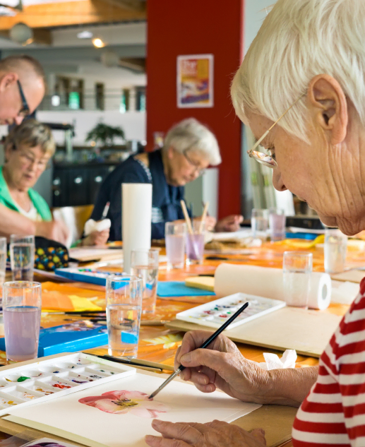 Our residents enjoyed a lively watercolor painting class at Mira Vie at Fanwood, a dynamic retirement community optimal for senior living.