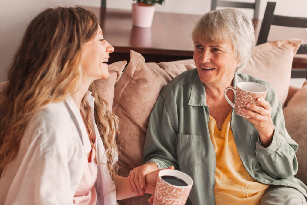 A senior spending time with a family member