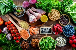 Food products representing the MIND diet, which can help reduce the risk of dementia and decline in brain health, are inspired by Mediterranean cuisine.