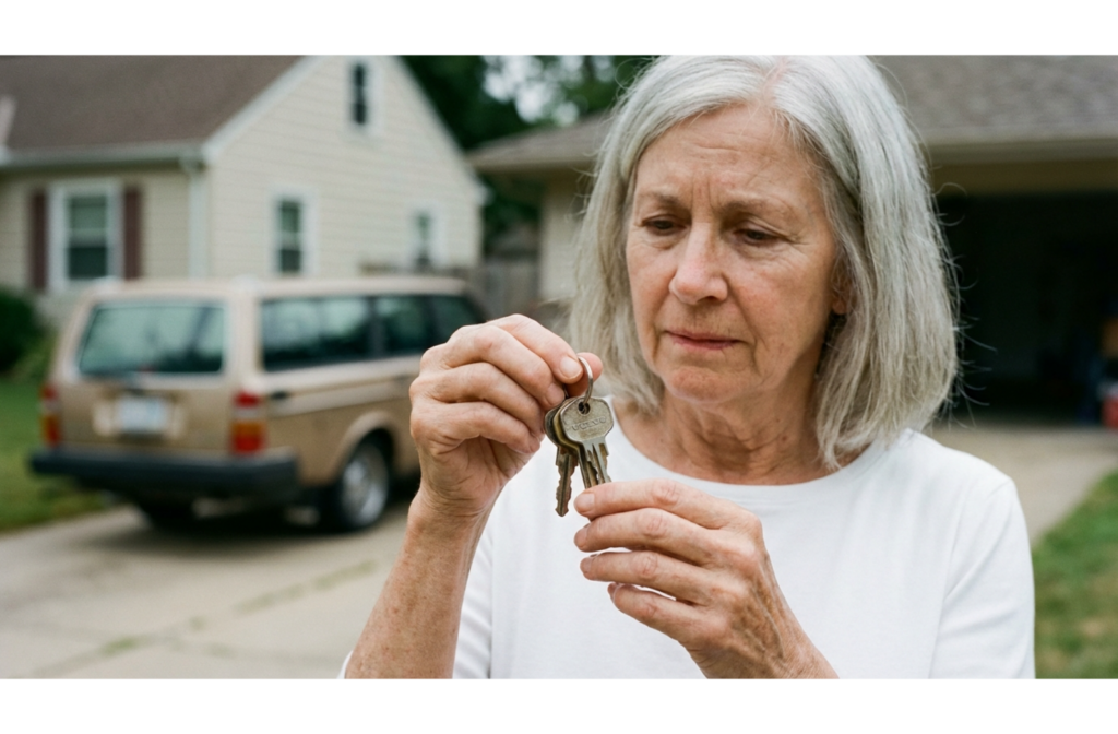 a senior holding car keys